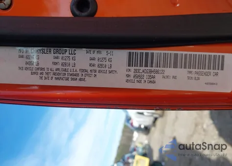 2011 Dodge Challenger z USA, uszkodzony, nr VIN 2B3CJ4DG3BH586122